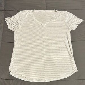 Casual Striped V-Neck Short Sleeve Tee